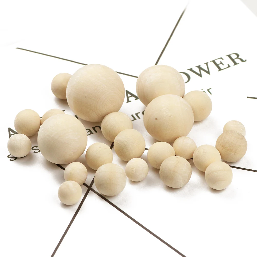 

WLYeeS 8 to 40mm Natural Color Wooden Beads 100Pcs Eco-Friendly Round Nonporous wood Loose bead for DIY Jewelry Making Baby Toy