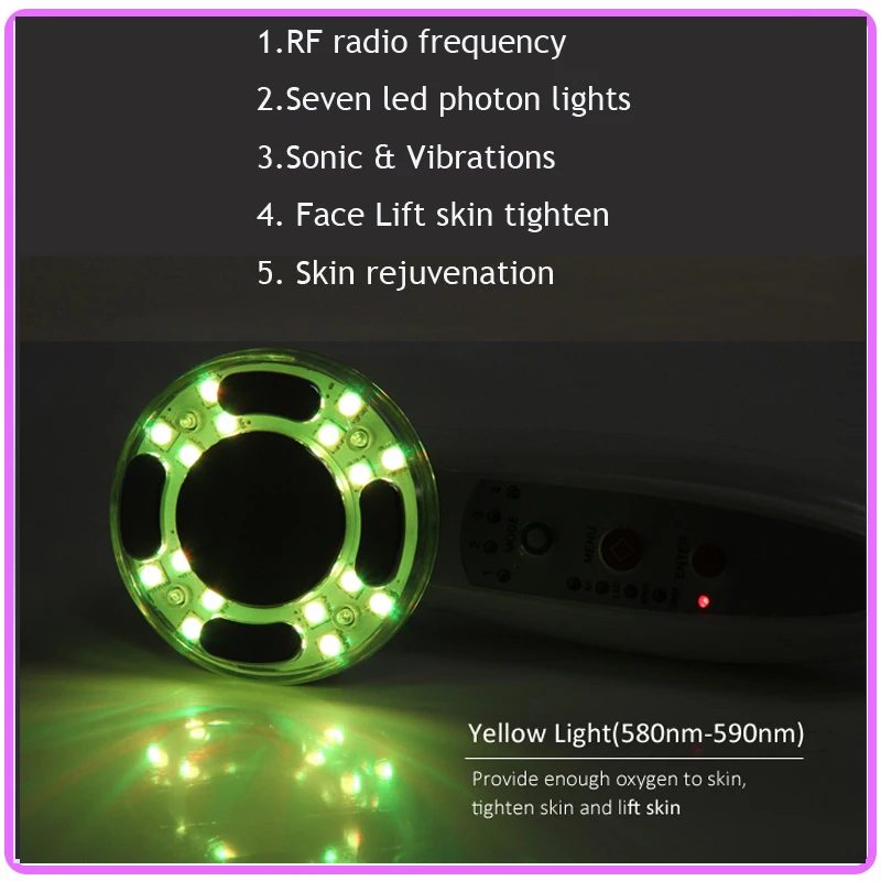 7 Colors Photon Led Skin Rejuvenation Sonic Vibration Skin Heating RF EMS Face Body Beauty Slimming Machine