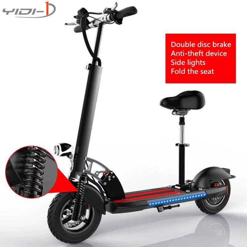 

10 inch tires 48V electric scooter folding bike city two adult damping lithium battery car anti-theft device side seat belt