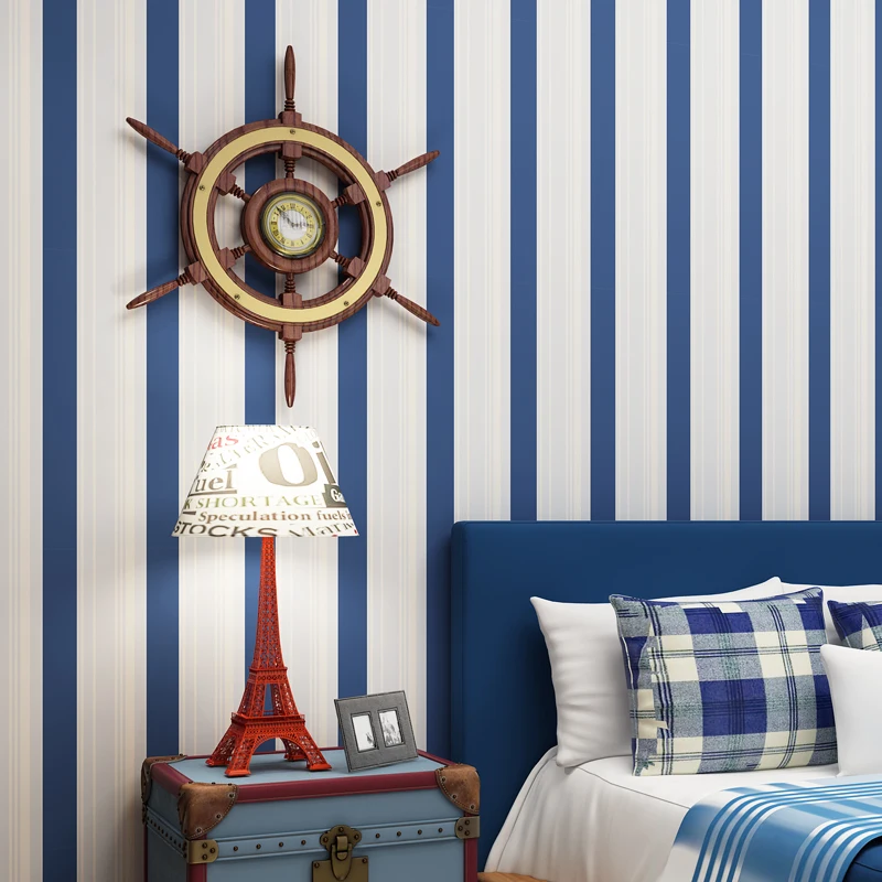 Blue Stripe Baby Boys Bedroom Wallpaper 5 m Roll Self Adhesive Kids Rooms Peel and Stick Wall Paper Child Papel de Parede EZ032 Blue Stripe Baby Boys Bedroom Wallpaper 5 m Roll Self Adhesive Kids Rooms Peel and Stick Wall Paper Child Papel de Parede EZ032