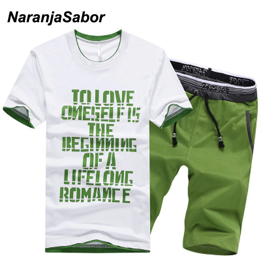 NaranjaSabor الصيف الرجال السراويل عارضة بذلات رياضية ملابس رجالي مجموعات سراويل قصيرة الذكور البلوز الصبي ملابس عصرية 4XL