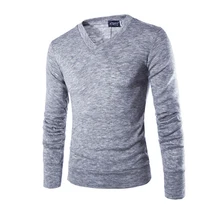 Новинка повседневный мужской пуловер свитер весна осень хлопок v-образный вырез длинный рукав мужские вязаные свитера тонкие мужские свитера 2XL