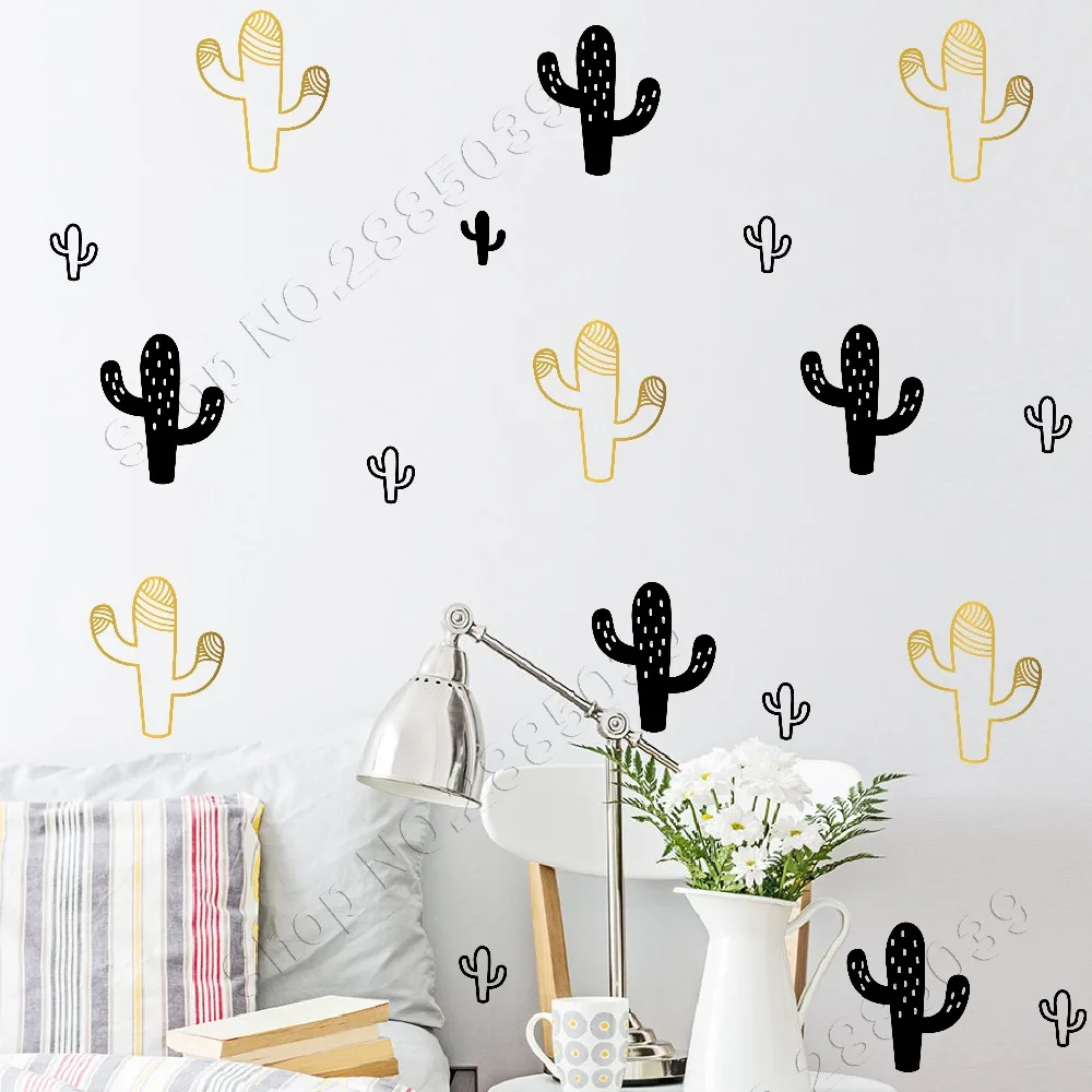 

120pcs set DIY Self adhesive Cactus Wall Stickers Nursery Home Decor Cactus Wall Decals Kids Room Vinyl Adesivo De Parede JW572