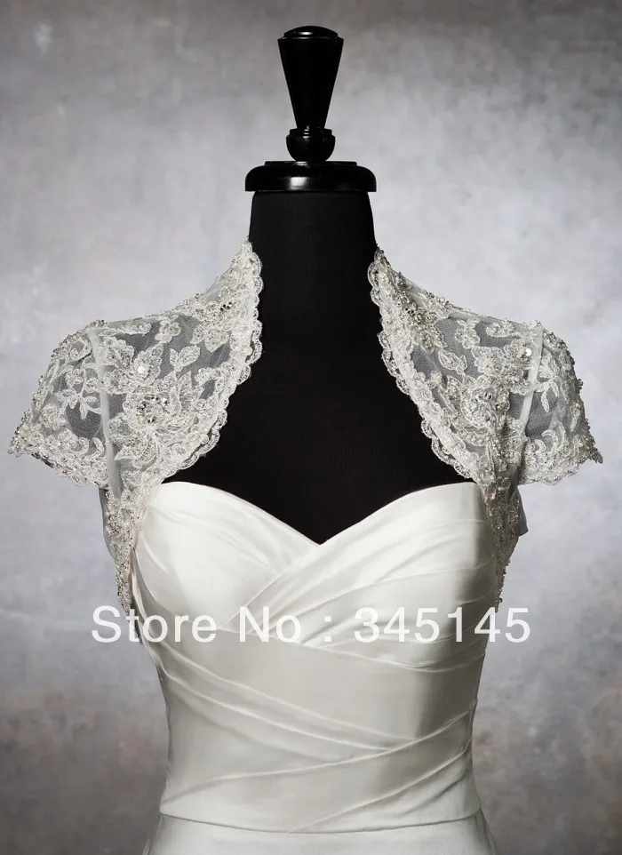 

Wedding Dress Jacket Metallic lace bolero accented with crystals and sequins Wedding Accessories Bridal Wraps