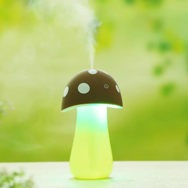 Грибная лампа увлажнитель воды диффузор светодиодный светильник Пароварка Электрический мини-очиститель воздуха туман производитель очиститель распылитель - Цвет: Коричневый