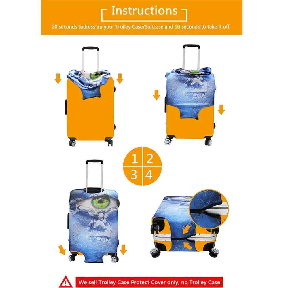 Защитный чехол для багажа с изображением пейзажа для 18-30 дюймов, эластичный чехол для костюма, чехол для путешествий на колесиках, пылезащитный дождевик, аксессуары, поставка
