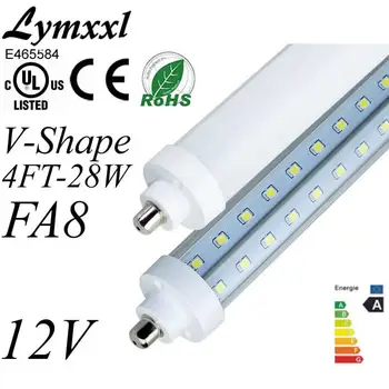 

V-Shaped FA8 T8 Led Tube Lights 4FT 28W 2600lm AC/DC 12V Cooler Door Led Fluorescent tubes light Lamp Led Double Glow lighting