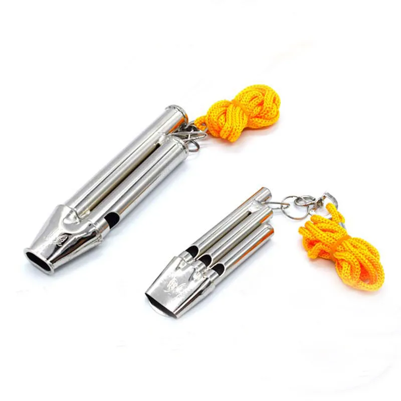 

1PCS stainless steel Outdoor Survival Referee Whistle basketball football Multifunctional Sports Double and three Frequency HOT