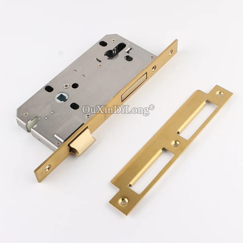  Top Luxury European Gold Mortise Door Lock Set Copper Interior Living Room Bedroom Bathroom Silent  - 33025013225