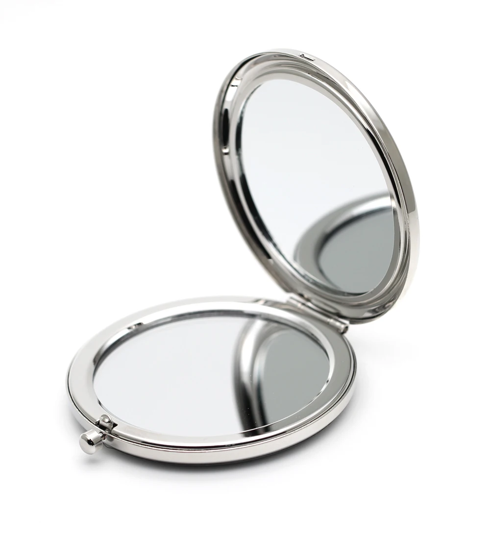 Silver pact Mirror Dual Side blank Magnifying Costmetic