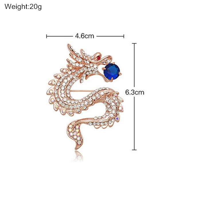 OneckOha Стразы Китай броши в Форме Дракона Кристалл мужской костюм булавка цинковый сплав брошь булавка в виде животного женские ювелирные изделия