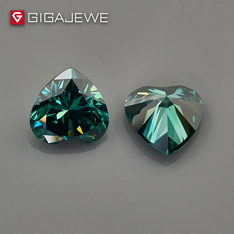GIGAJEWE Moissanite огранка сердца зеленый 1ct 6 5 мм VVS1 Лаборатория алмаз свободный камень