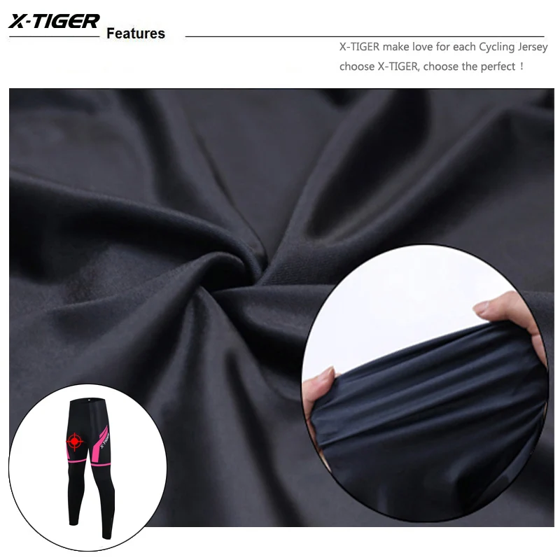 X-Tiger Women Anti-shock Cycling Pants Mountain Bike Cycling Trousers Anti-sweat 5D Anti Slip Padded Gel Racing Bicycle Pants