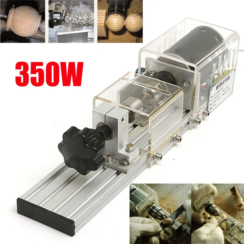  350W Precision Mini Wood Lathe Machine DIY Woodworking Lathe Polishing Cutting Drill Rotary Tool St