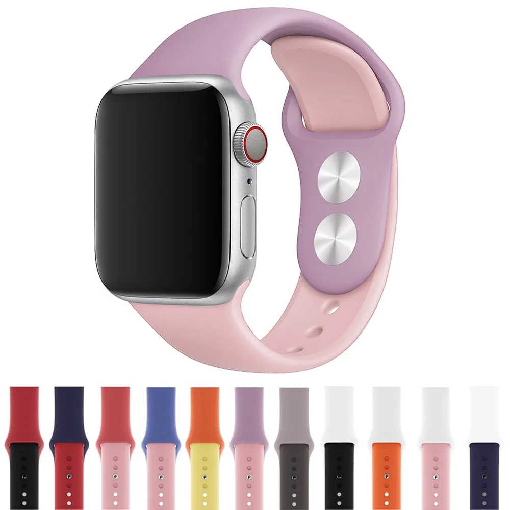 

NEW sport silicone strap for apple watch bands 42mm 38mm iwatch series 4 3 2 1 40mm 44mm watchband bracelet wrist accessories