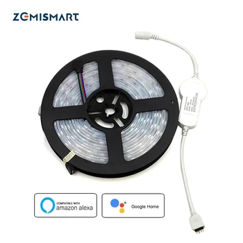 Pilote LED avec bande LED RGB de 5 mètres fonctionne avec Alexa Google Home lampe intelligente commande vocale et APP variateur de contrôle minuterie