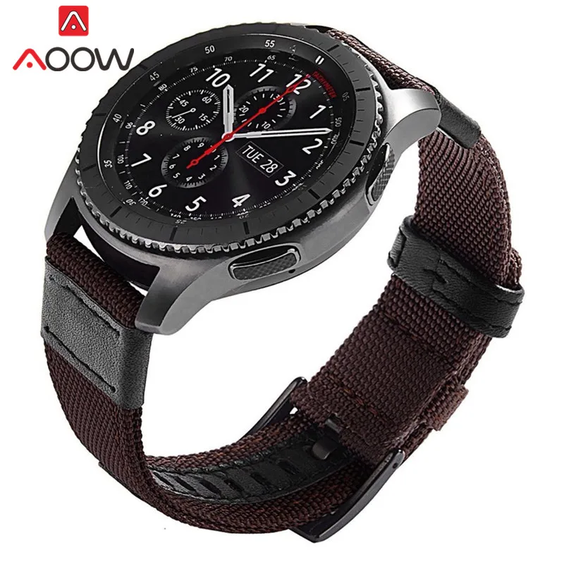 Ремешок нейлоновый для Samsung Galaxy Watch 42 мм 46 S2 S3 кожаный сменный армейский браслет 20