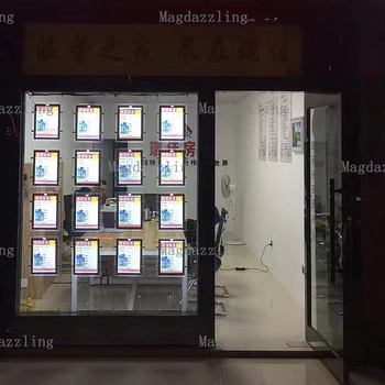 

12Units X Vertical A4 Magnetic Acrylic Frame LED Illuminated Single Sided LED Window Display Light Boxes for Real Estate Agent