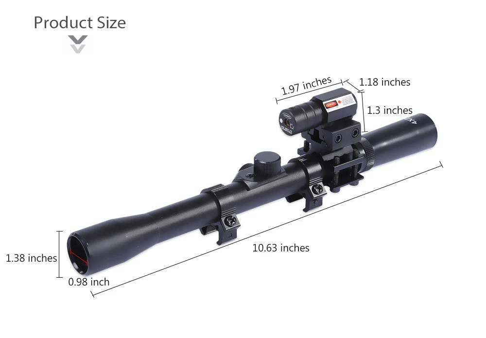 4 x 20 Red Laser Sighting Telescope Kit Sniper Hunting Accessory