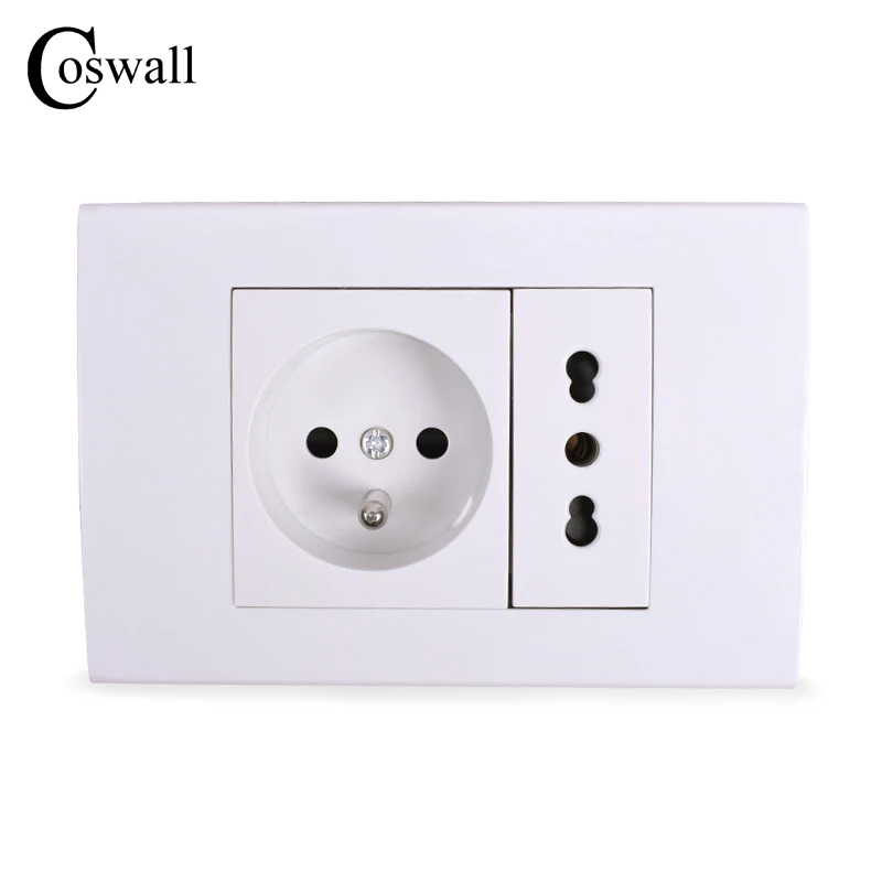 Coswall 16A French Standard Wall Power Socket With Italian / Chile