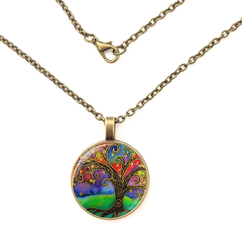 

Fashion Glass Art Picture Necklace Retro Tree of Life Necklace Life Tree Pendant Necklace Glass Dome Pendant Necklace Accessory