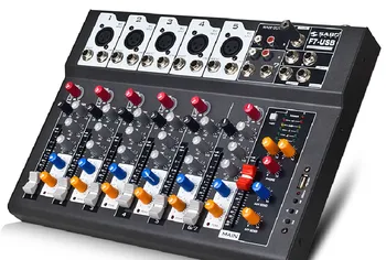 

F7-USB Mini Audio Mixer Console with USB,Built in effect processor Audio Mixer, 7 channel mixer sound console 48v power supply