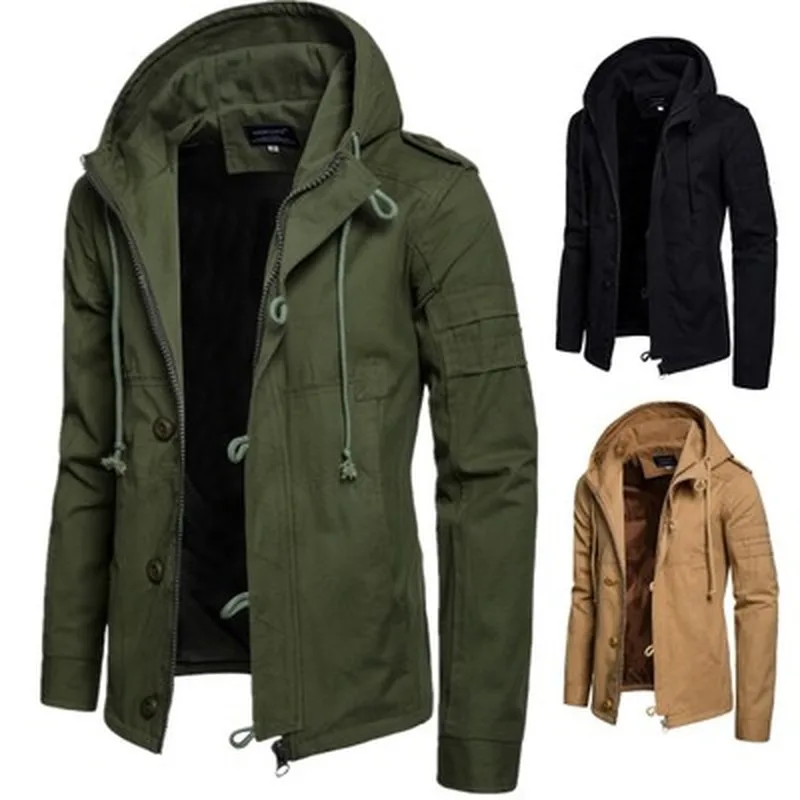 

Zogaa Men's Jacket Army Green Military Wide-waisted Jackets Hooded Windbreaker Cotton 2019 Spring Autumn Casual Jackets Men