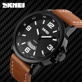

NEW 2018 Brand SKMEI Watches men Fashion Casual Quartz Watch Man Waterproof Sports Military Leather Strap Wrist watches,