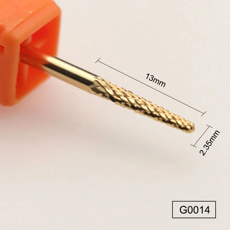 Золотистый вольфрамовый круглый сверло для ногтей с пламенем битовый карбид фреза для маникюра керамическое сверло Электрический станок аксессуары для ногтей - Цвет: G0014
