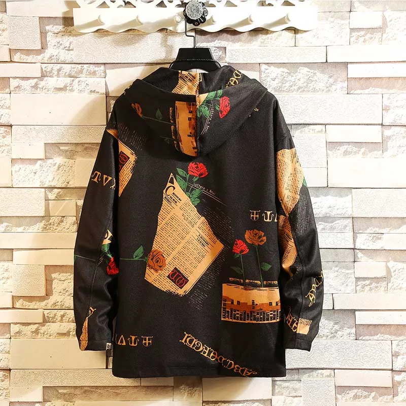 Vintage Bomber Jackets Men 2019 Men's Streetwear Fashion Print Korean Autumn Hooded Jackets Coats 4XL 5XL Vintage Bomber Jackets Men 2019 Men's Streetwear Fashion Print Korean Autumn Hooded Jackets Coats 4XL 5XL