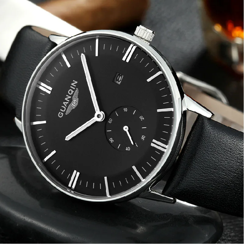 

Fashion Men Watch GUANQIN Casual Watches Men Top Brand Luxury Waterproof Leather Men Wristwatches Quartz Watch reloj hombre
