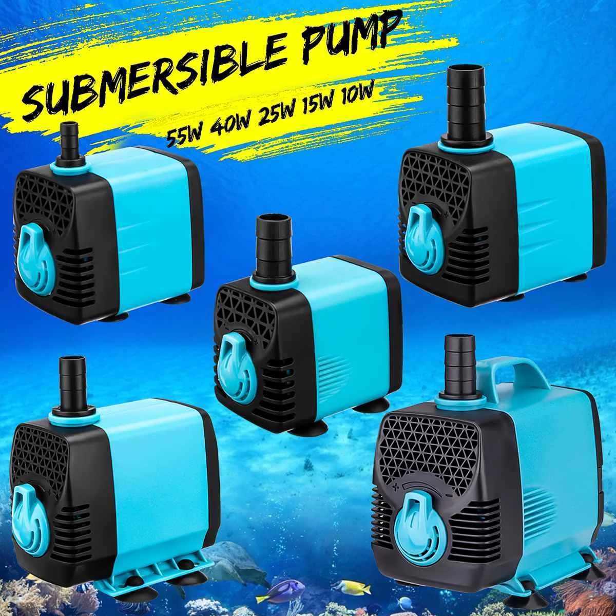 

110V Submersible Aquarium Water Pump for Fish Tank Pond Submersible Fountains Pump 10/15/25/40/55W 600-3000L/H Waterproof IPX8