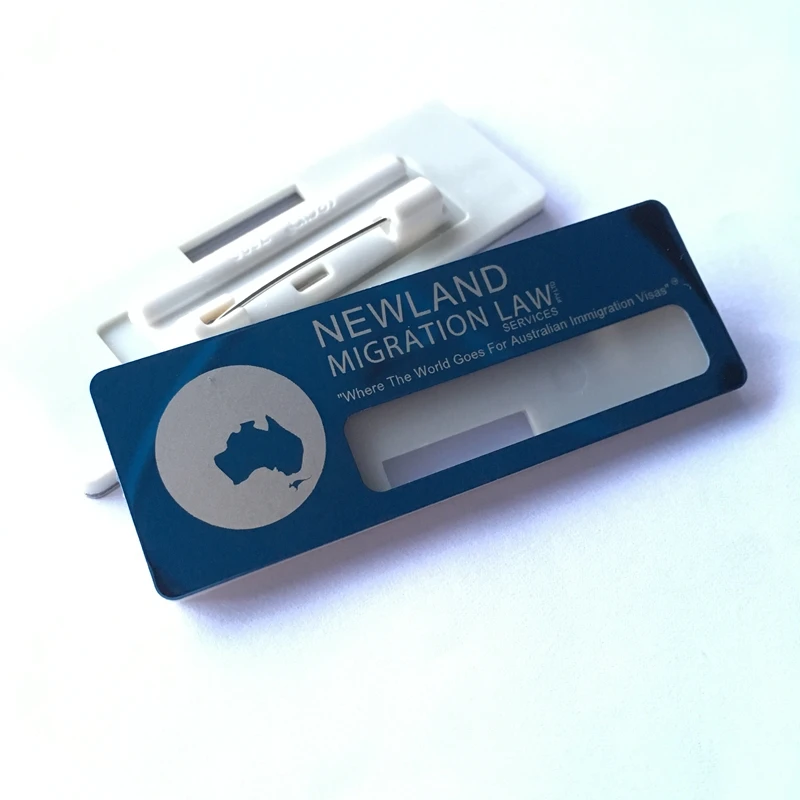 

1pc custom 70*25mm name tag with laser engraved stainless steel id badge personalized reusable name badge, to New Zealand