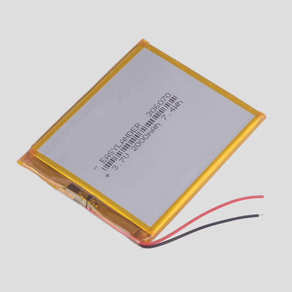 Литий-полимерный аккумулятор 306070 3 7 в 2000 мАч для PSP PDA GPS DVR электронных книг