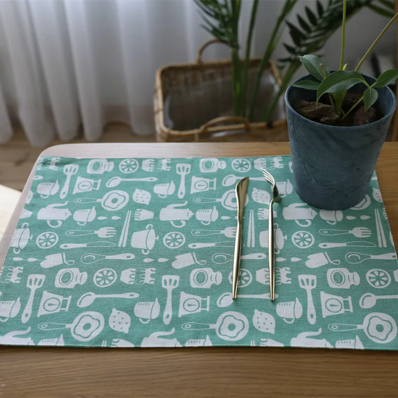شحن مجاني الأخضر القماش العزل المائدة تحديد الموقع الكوستر كوب قهوة سادة المطبخ رف الفردية لجدول