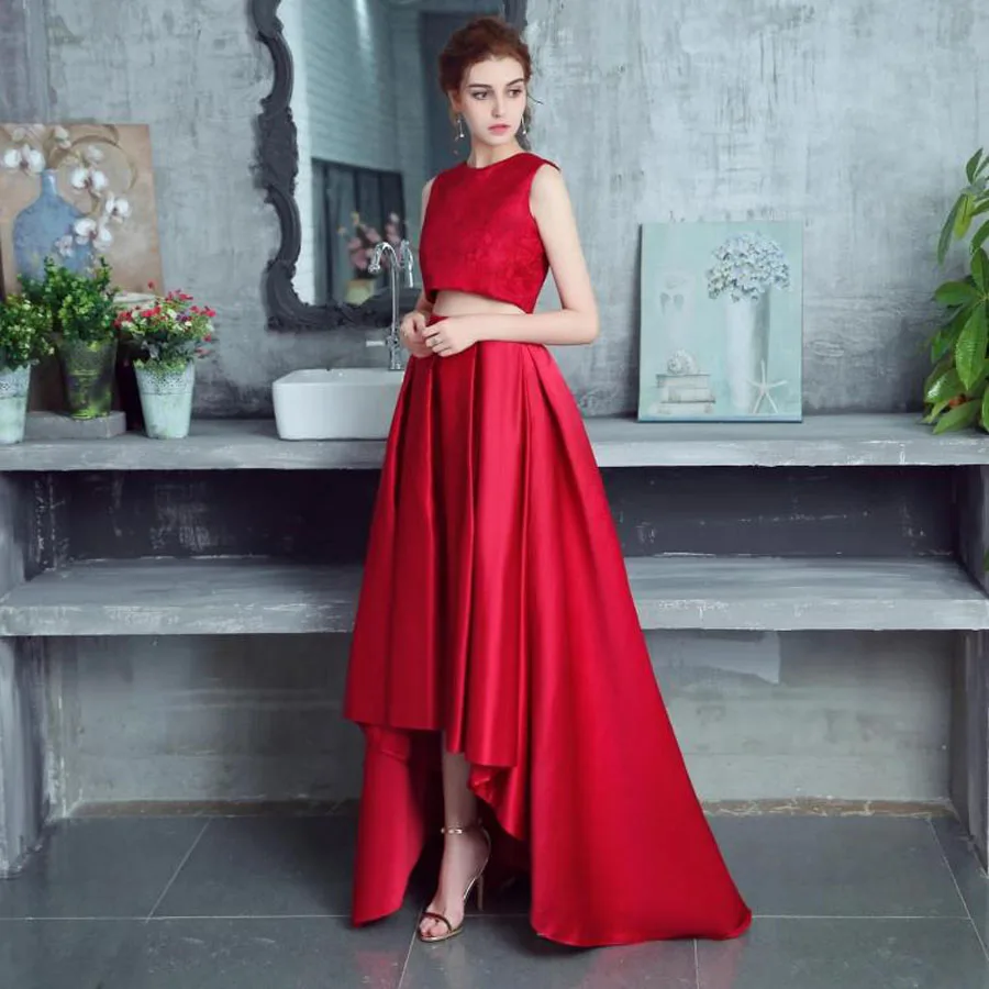 

Sexy Hot Red Women Skirt High Low Satin Skirt Custom Made Pleat Floor Length Skirt Casual Custom Made Any Color In Free