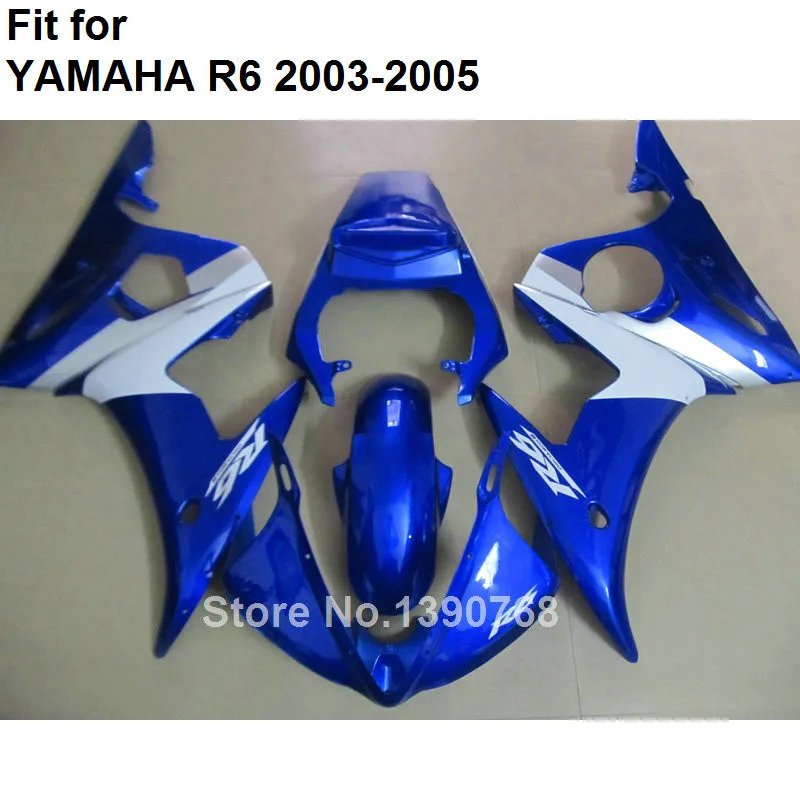 ABS Пластик обтекатель для YAMAHA Обтекатели R6 2003 2004 2005 сине-белые кузов Запчасти обтекатель комплект YZF R6 03 04 05 hz42