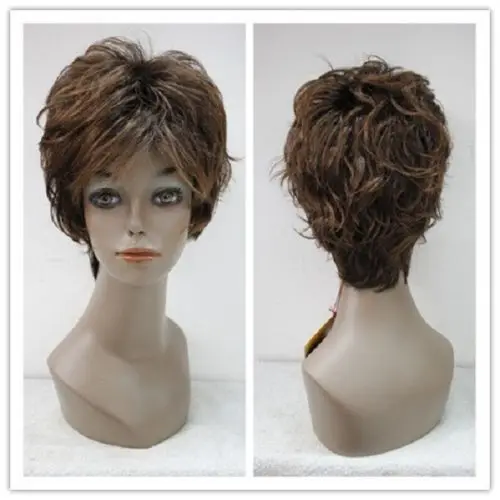 0003392 Fashion Medium Auburn Mix Short Curly Female Women's Synthetic Wig |