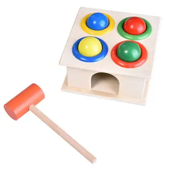 

1Set Funny Wooden Hammering Toy Ball Hammer Box Early Learning Educational Intellectual Developmental Kids Children Gifts