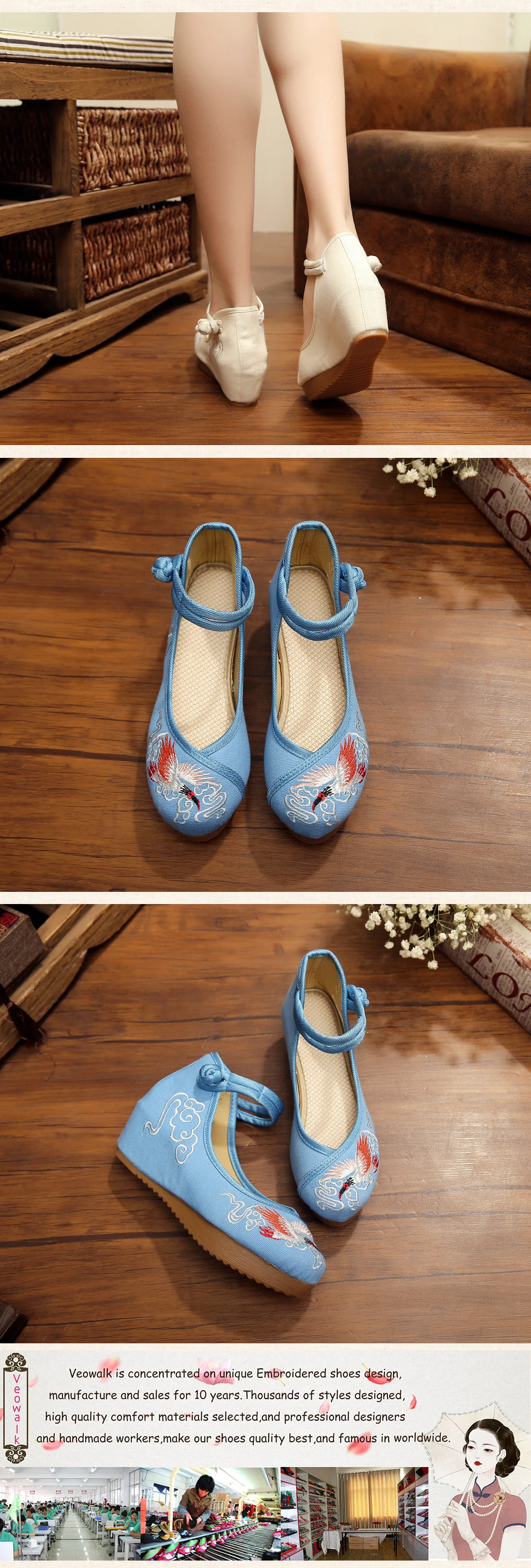 Veowalk/Женская парусиновая обувь на плоской платформе с вышивкой в китайском стиле; женская обувь с вышивкой из хлопка в стиле ретро; zapatos mujer