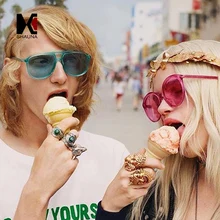 SHAUNA INS Популярные яркие цвета женские квадратные солнцезащитные очки модные синие зеленые желтые очки оправа для мужчин