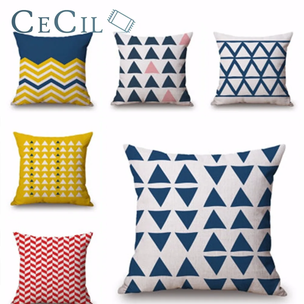 

Yellow Wavy Geometric Water Ripples Decorative Pillowcase for Sofa Car Cotton Linen Cushion Cover Creative Decoration 45*45cm