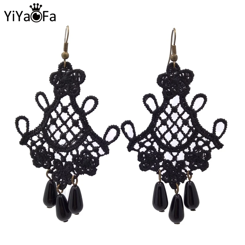 

YiYaoFa Handmade Dangle Earrings Vintage Lace Drop Earring for Women Earrings Gothic Jewelry for Lady Party Accessories YE-16