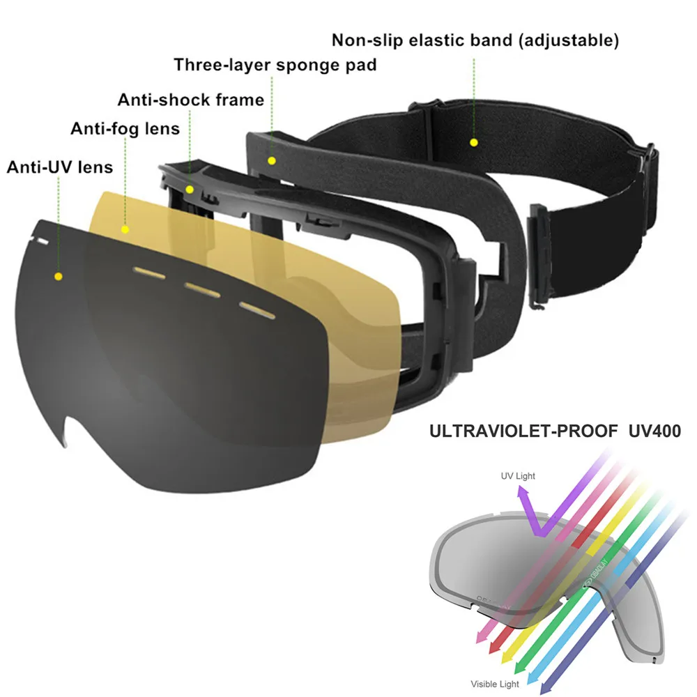 Новинка, профессиональные лыжные очки для сноуборда, для мужчин и женщин, двухслойные, противотуманные, лыжные очки, маска для снега, очки для катания на коньках, лыжные очки