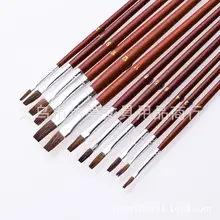 Поставка 12 деревянных кисть для гуаши и акварели коричневых волос