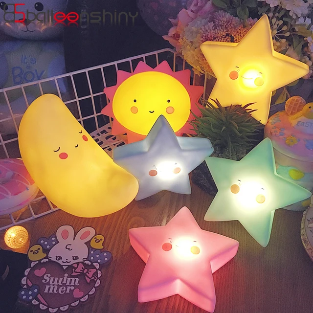 BalleenShiny Baby Moon Star Luminous Toys Novelty Creative Children Kids Room Bedroom Decoration