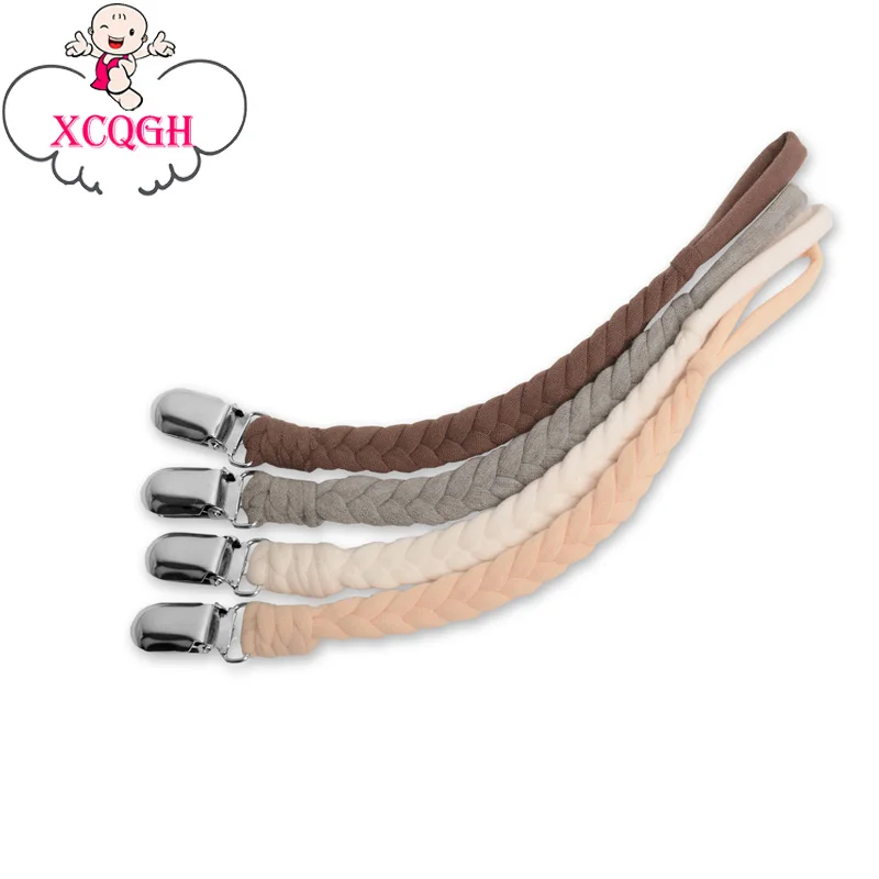 XCQGH Binky Clips Pacifier Dummy Clip Universal Fabric Hand Made Braid Newborn Baby Nipple Holder Pacifier Chain