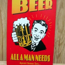Топ Мода "Пиво все, что нужно мужчинам" металлические знаки Ретро домашний декор Дом Офис Ресторан Бар Металлическая Живопись Искусство 20x30 см