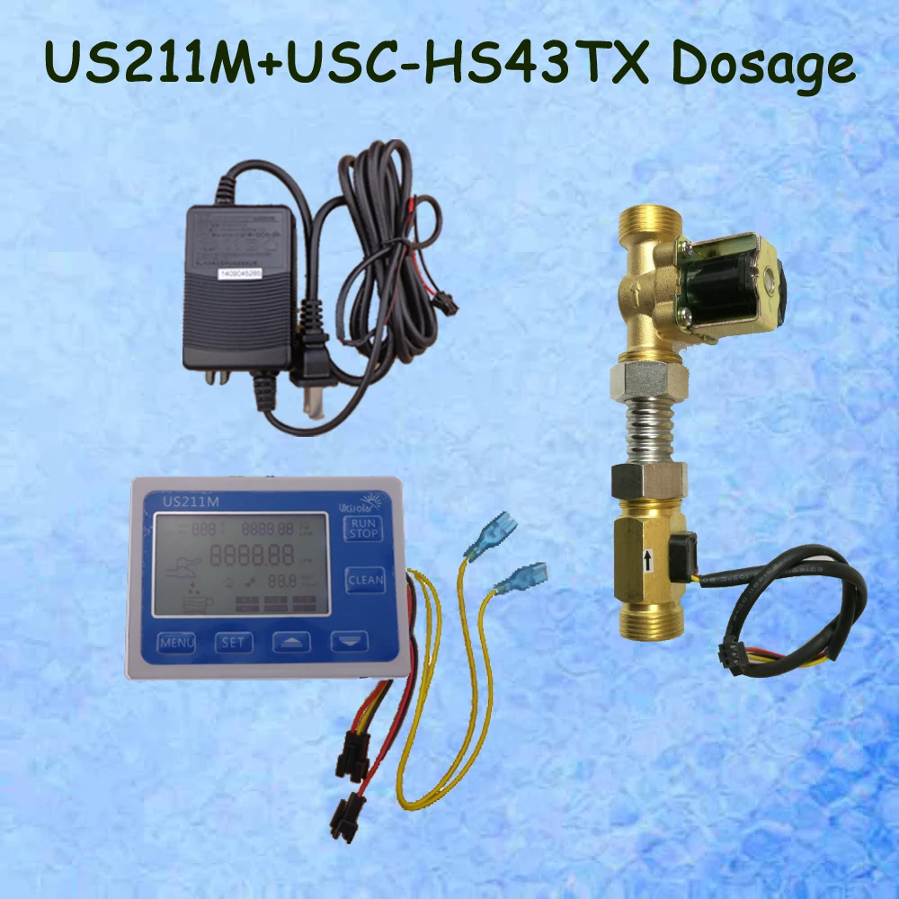 

US211M-C43TX Dosage Machine Quantitative Controller Water Flow Meter Sensor Reader with USC-HS43TX 2-45L/min 24V DC Displayer