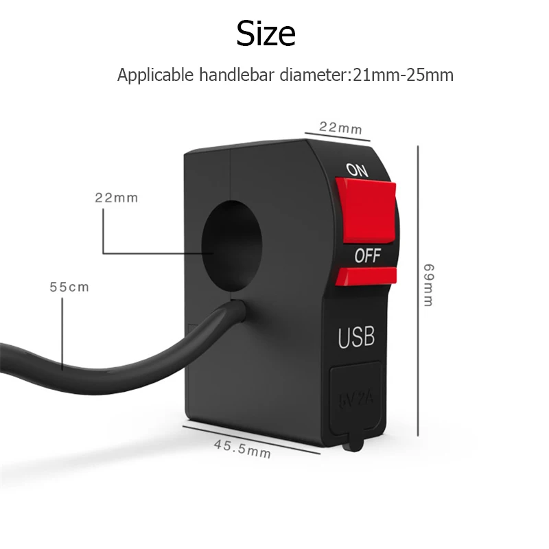 7/" 22 мм мотоциклетные переключатели мотоциклетная фара кнопка включения/выключения разъем Пуск Руль управления переключатель с 2.1A USB зарядка